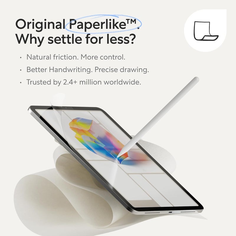 Paperlike 3 واقي شاشة (2x) لجهاز iPad 10.2” (الجيل 7-9 2019-2021) – إحساس حقيقي بالورق، تركيب خالي من الفقاعات (فراشة)، يحمي طرف القلم - Image 3